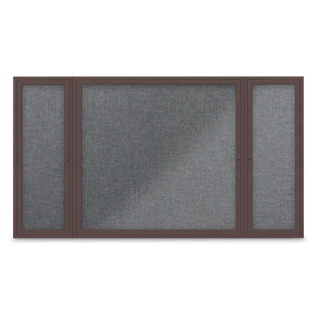 Indoor Enclosed Combo Board,48x36,Gold Frame/Grey & Ultramarine